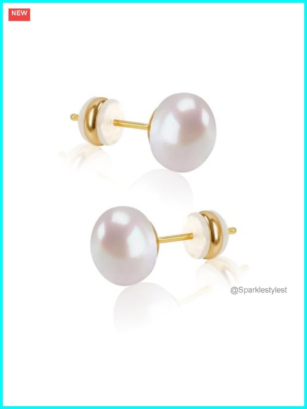 Freshwater Pearl Stud Earrings 18K Gold Plated Sterling Silver